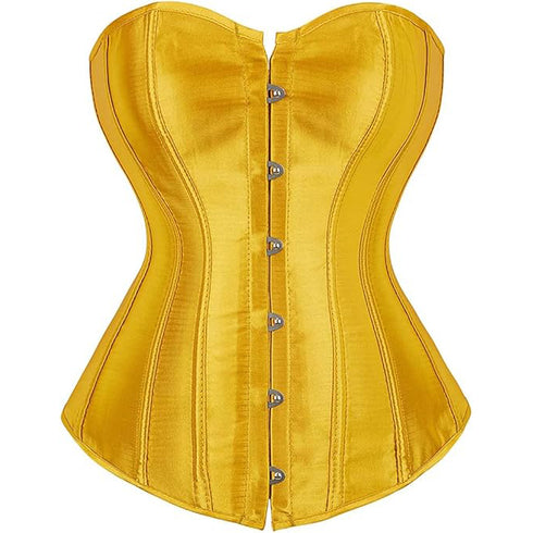Ladies Classic Burlesque Satin Hourglass Strapless Overbust Corset