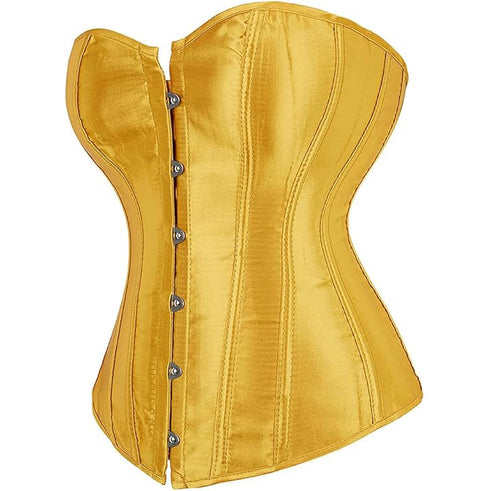 Ladies Classic Burlesque Satin Hourglass Strapless Overbust Corset