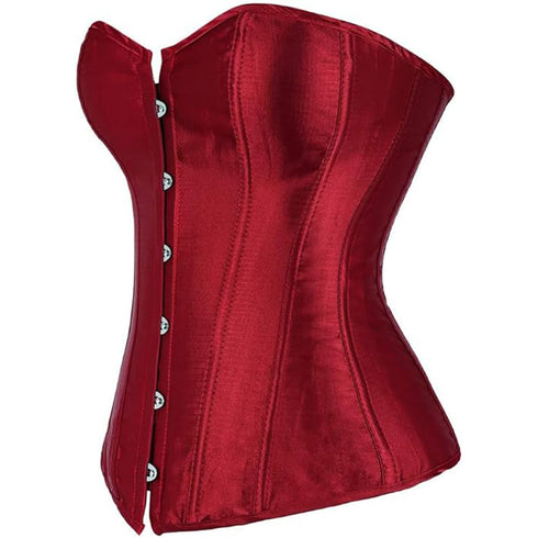 Ladies Classic Burlesque Satin Hourglass Strapless Overbust Corset
