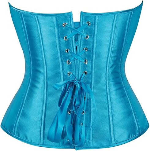 Ladies Classic Burlesque Satin Hourglass Strapless Overbust Corset