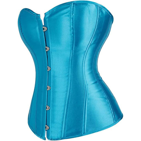 Ladies Classic Burlesque Satin Hourglass Strapless Overbust Corset