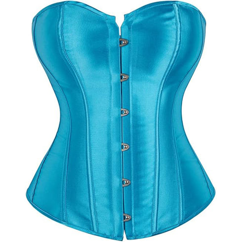 Ladies Classic Burlesque Satin Hourglass Strapless Overbust Corset