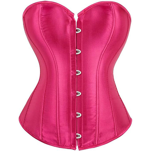 Ladies Classic Burlesque Satin Hourglass Strapless Overbust Corset