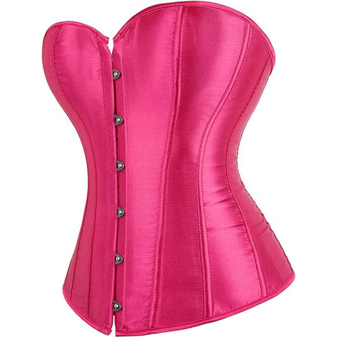 Ladies Classic Burlesque Satin Hourglass Strapless Overbust Corset