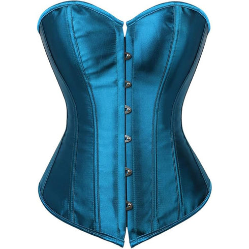 Ladies Classic Burlesque Satin Hourglass Strapless Overbust Corset