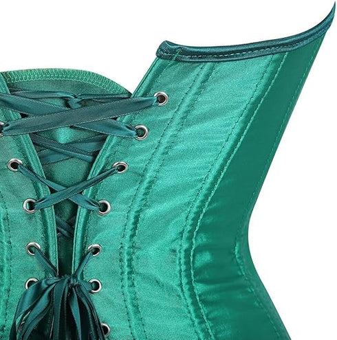 Ladies Classic Burlesque Satin Hourglass Strapless Overbust Corset