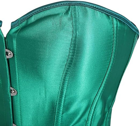 Ladies Classic Burlesque Satin Hourglass Strapless Overbust Corset