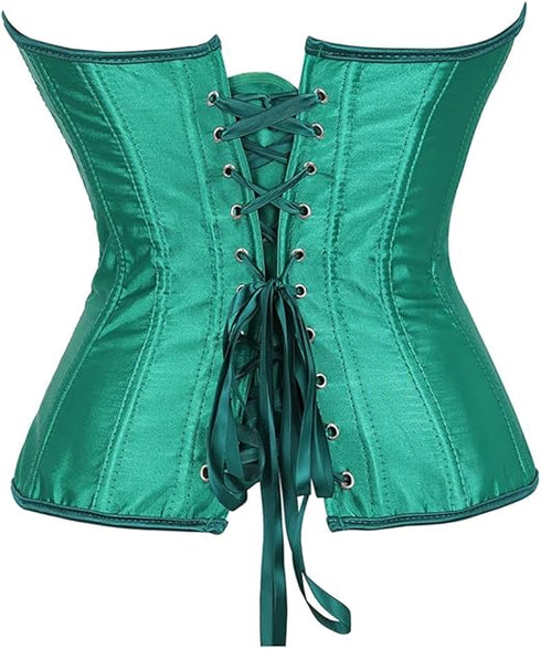 Ladies Classic Burlesque Satin Hourglass Strapless Overbust Corset