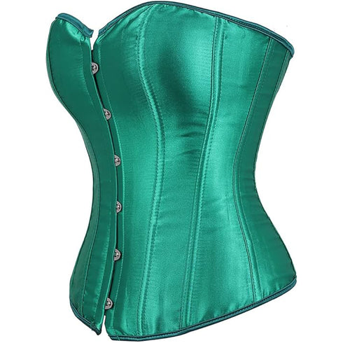 Ladies Classic Burlesque Satin Hourglass Strapless Overbust Corset