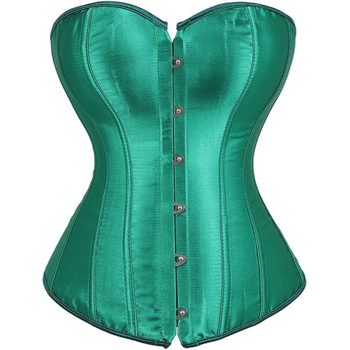 Ladies Classic Burlesque Satin Hourglass Strapless Overbust Corset