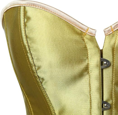 Ladies Classic Burlesque Satin Hourglass Strapless Overbust Corset