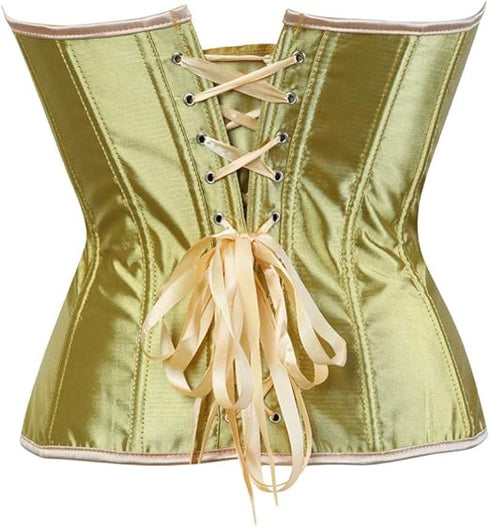 Ladies Classic Burlesque Satin Hourglass Strapless Overbust Corset