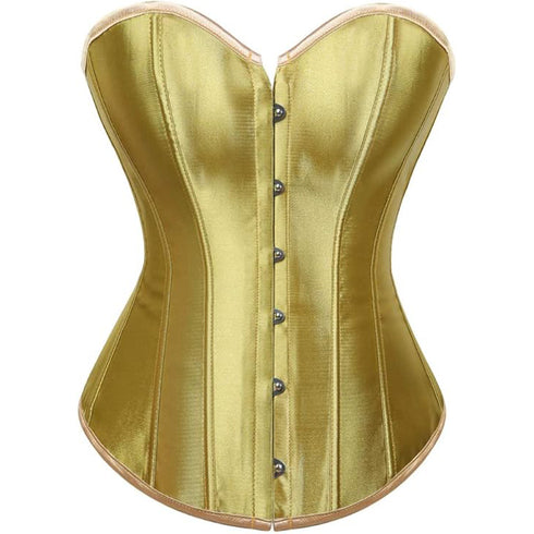 Ladies Classic Burlesque Satin Hourglass Strapless Overbust Corset