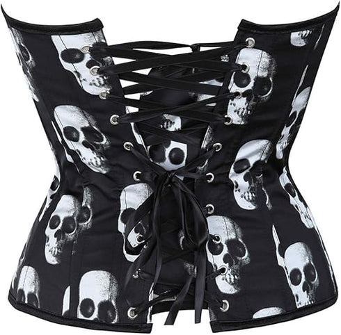 Ladies Classic Burlesque Satin Hourglass Strapless Overbust Corset