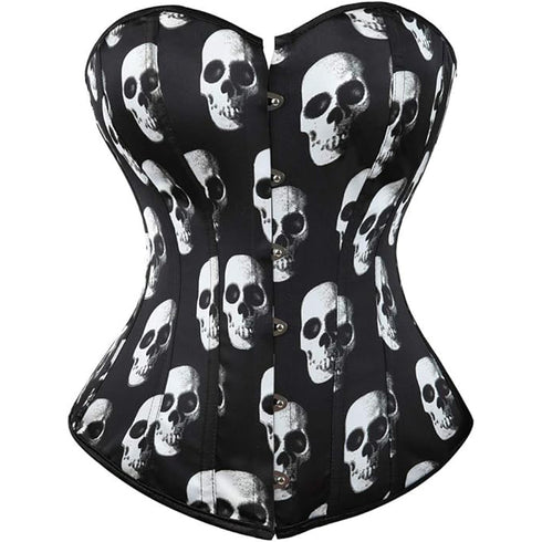 Ladies Classic Burlesque Satin Hourglass Strapless Overbust Corset