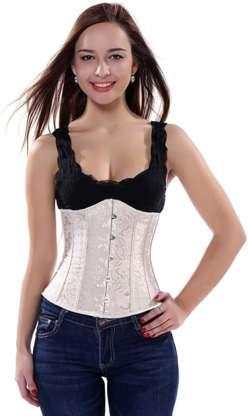 Ladies Classic Elegant Flower Tapestry Brocade Underbust Corset