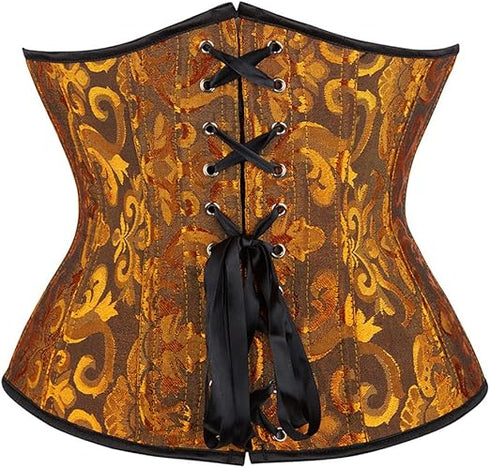 Ladies Classic Elegant Flower Tapestry Brocade Underbust Corset