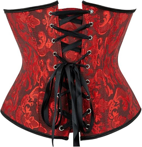 Ladies Classic Elegant Flower Tapestry Brocade Underbust Corset