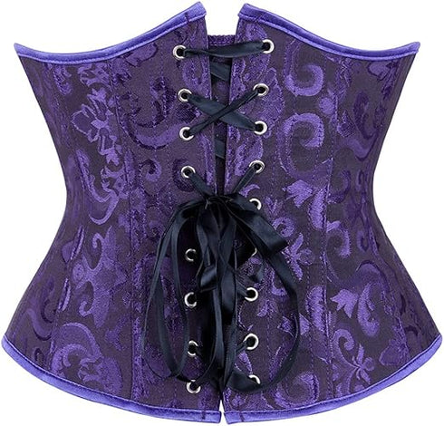 Ladies Classic Elegant Flower Tapestry Brocade Underbust Corset