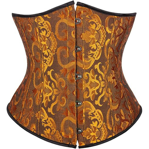 Ladies Classic Elegant Flower Tapestry Brocade Underbust Corset