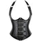 Leather Halter Cupless Rivet Steampunk Underbust Corset with Buckles