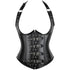 Leather Halter Cupless Rivet Steampunk Underbust Corset with Buckles