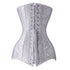 Long Torso Corset Jacquard Floral Overbust Steel Boned Corselet Gothic Korse