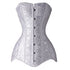 Long Torso Corset Jacquard Floral Overbust Steel Boned Corselet Gothic Korse