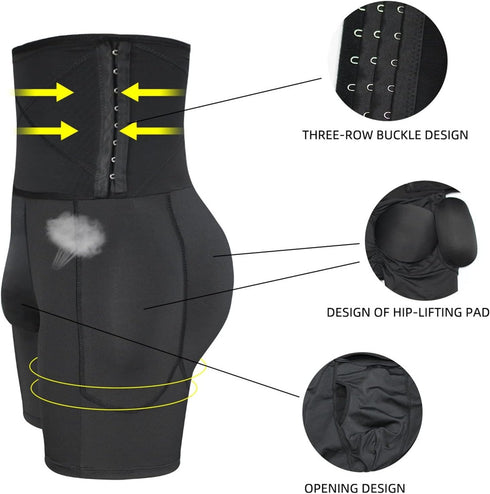 Men's High Waist Boxers Briefs Butt Lifter Shaper Shapewear Foam Padded Panties