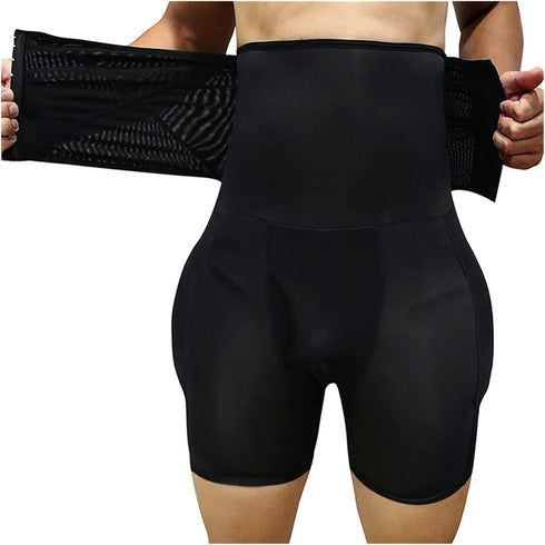 Men's High Waist Boxers Briefs Butt Lifter Shaper Shapewear Foam Padded Panties