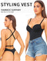 Shapewear Bodysuit Tops for Women Tummy Control V Neck Thong Body Shaper Going Out Outfits