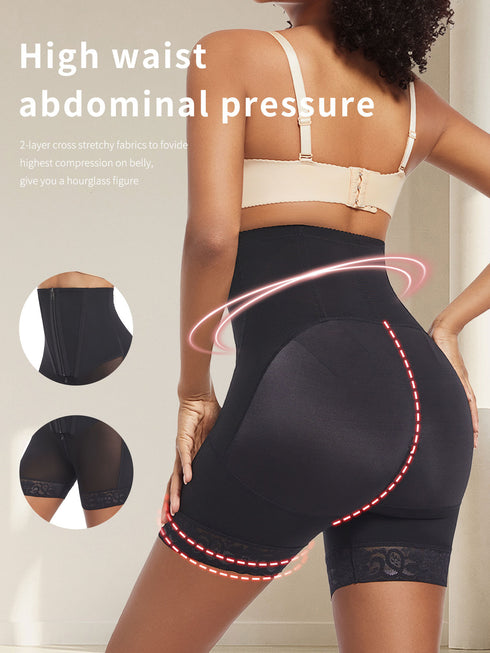 Shapewear for Women High Waisted Body Shaper Shorts Butt Lifting Zipper Double Layer Compression Shorts