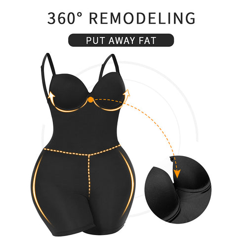 Colombian Girdles Bodysuit Women Tummy Control Butt Enhancer with Pads Backless Body Shaper