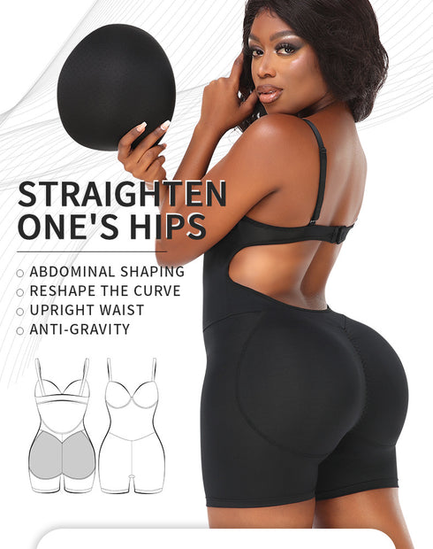Colombian Girdles Bodysuit Women Tummy Control Butt Enhancer with Pads Backless Body Shaper