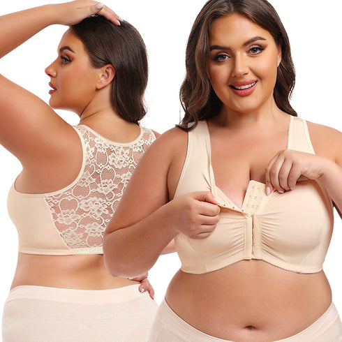Women Front Closure Push Up Sports Bra Plus Size Full Coverage Full Figure Support Bras