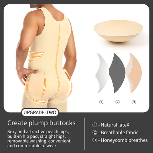 Men's Butt Booster Tummy Control Sleeveless Full Body Shaper Shapewear