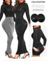 Women Long Sleeve Workout Jumpsuit Romper Bottom Shorts Bodysuit Bodycon One Piece