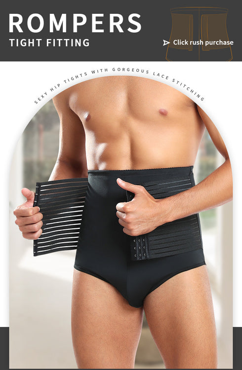 Men’s Tummy Shaper Briefs High Waist Body Slimmer Firm Control Belly Adjustable Compression Shapewear