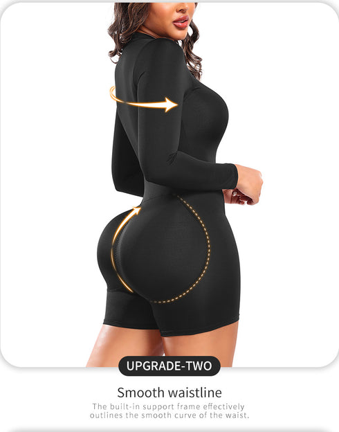 Women Long Sleeve Workout Jumpsuit Romper Bottom Shorts Bodysuit Bodycon One Piece