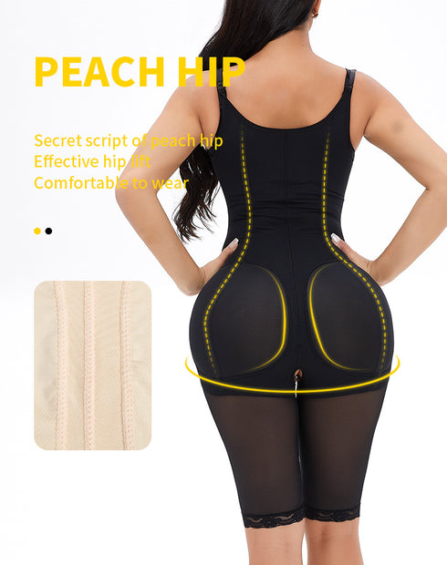 Womens Shapewear Tummy Control Zipper Body Shaper Bodysuit Butt Lift Shorts Knee Length