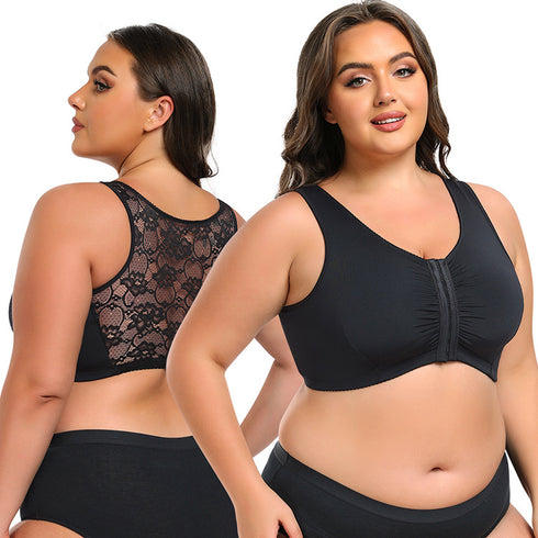 Women Front Closure Push Up Sports Bra Plus Size Full Coverage Full Figure Support Bras