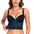 Lace Bralette for Women V Neck Bustier Tops with Underwired Racerback Crop Top