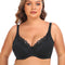 Women's Lace Underwire Support Minimizer Bras Back Smoothing Classic Push Up Bra