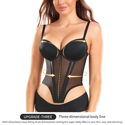 Women's Mesh Strapless Bodysuit Sleeveless Slim Fitted Tube Top Bodysuits