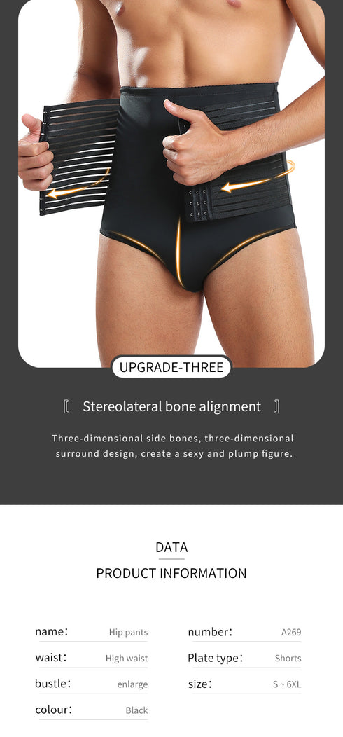 Men’s Tummy Shaper Briefs High Waist Body Slimmer Firm Control Belly Adjustable Compression Shapewear