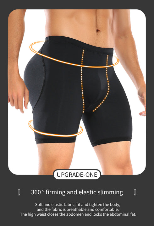 Men Compression Butt Lifter Enlarge Boxer Briefs Underwear Removable Pad Butt Enhancing
