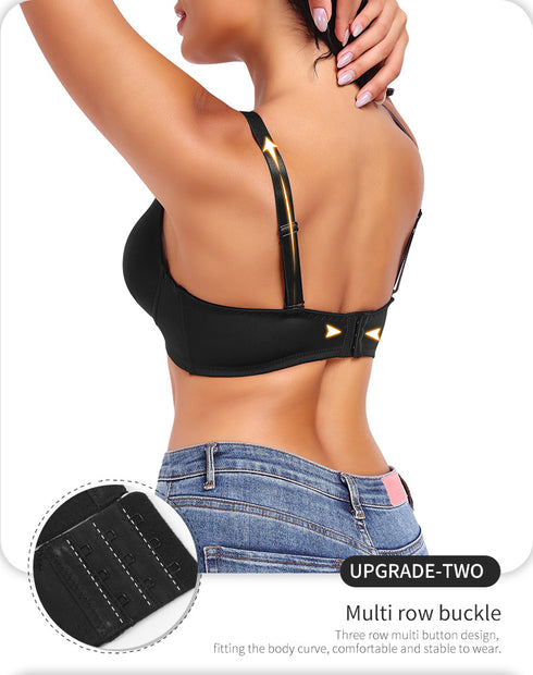 Women's Deep Plunge Bra Convertible Push up Low Cut Seamless Wireless Bra