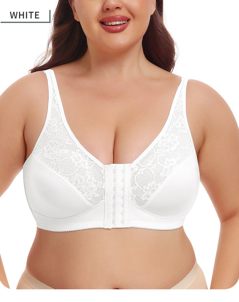 Front Buckle Bra Oversized Underwear Front Buckle Lace Bras Wireless Thin Mold Cup