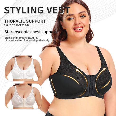 Front Buckle Bra Oversized Underwear Front Buckle Lace Bras Wireless Thin Mold Cup