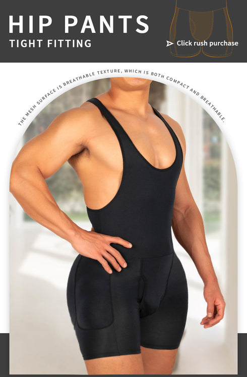 Men's Shapewear Bodysuit Full Body Shaper Tummy Control Compression Slimming Suit Breathable Removable Pads